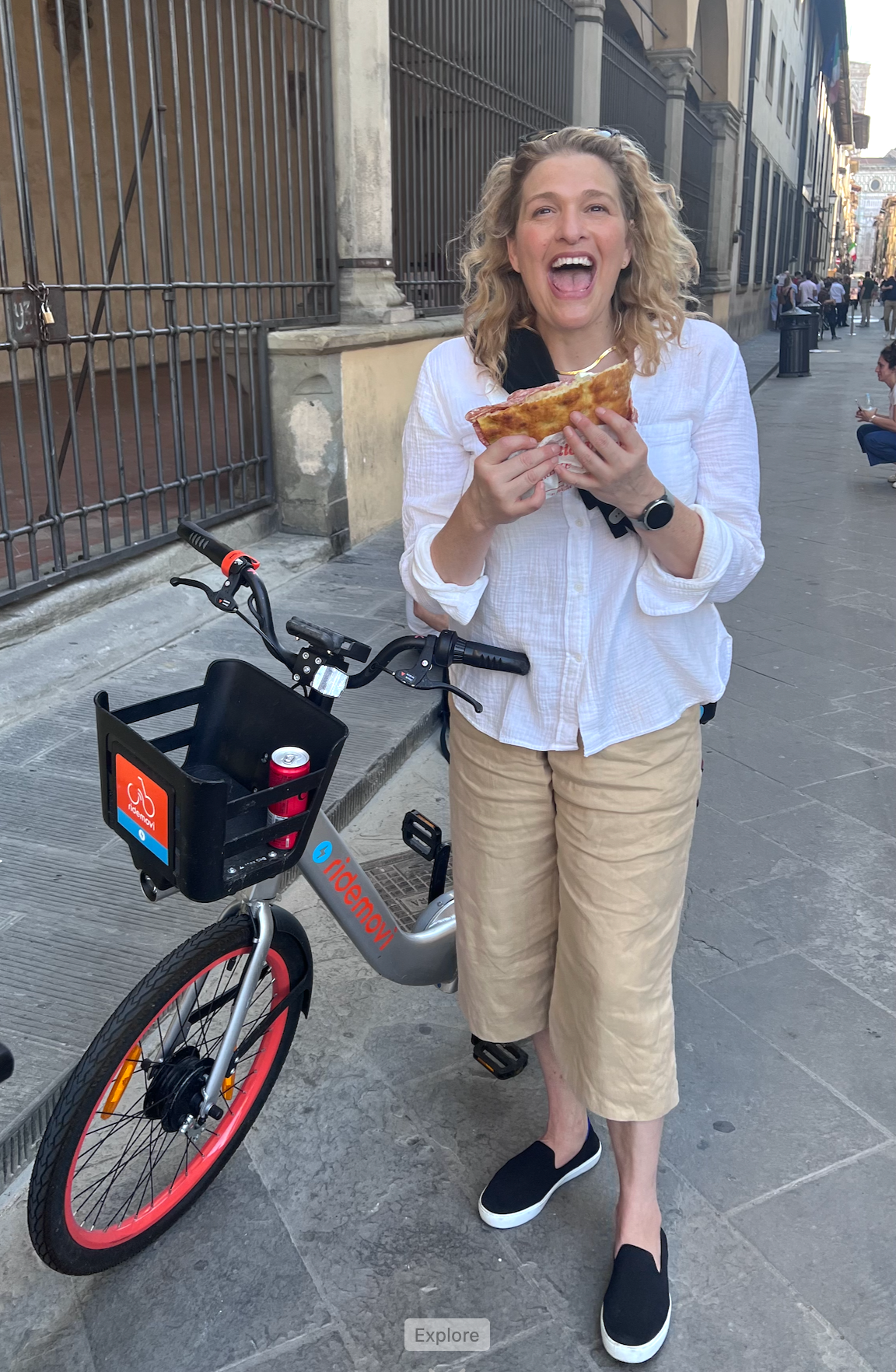 Enjoying the world famous 'fabulosa' sandwich from All'Antico Vinaio